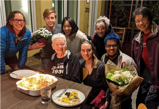 birthday celebration on the porch